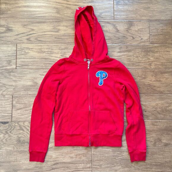 PINK Victoria's Secret Hoodie Jacket M Philadelphia Phillies Red Take Me Home - Picture 1 of 14